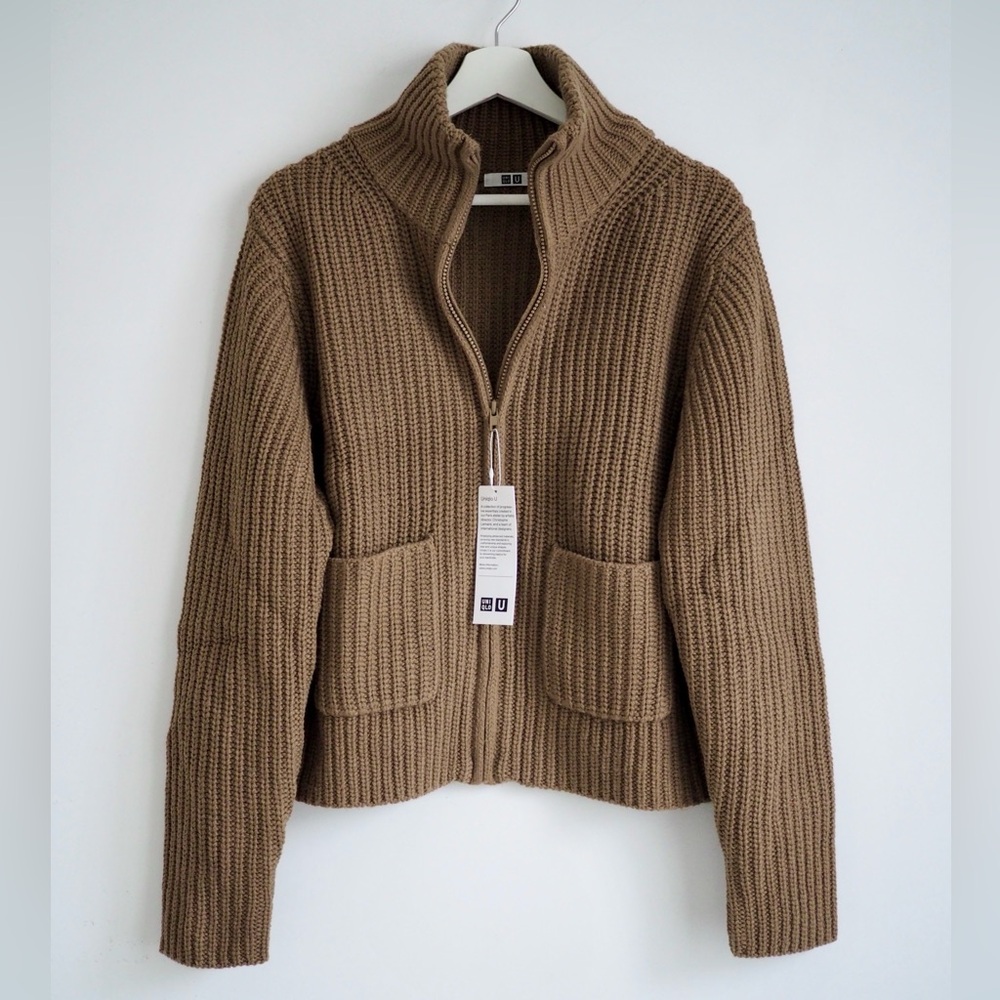 Lemaire zip up knitted lambswool blend Uniqlo jacket